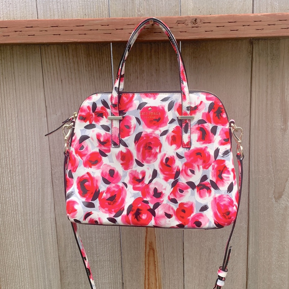 Kate Spade pink floral handbag w straps